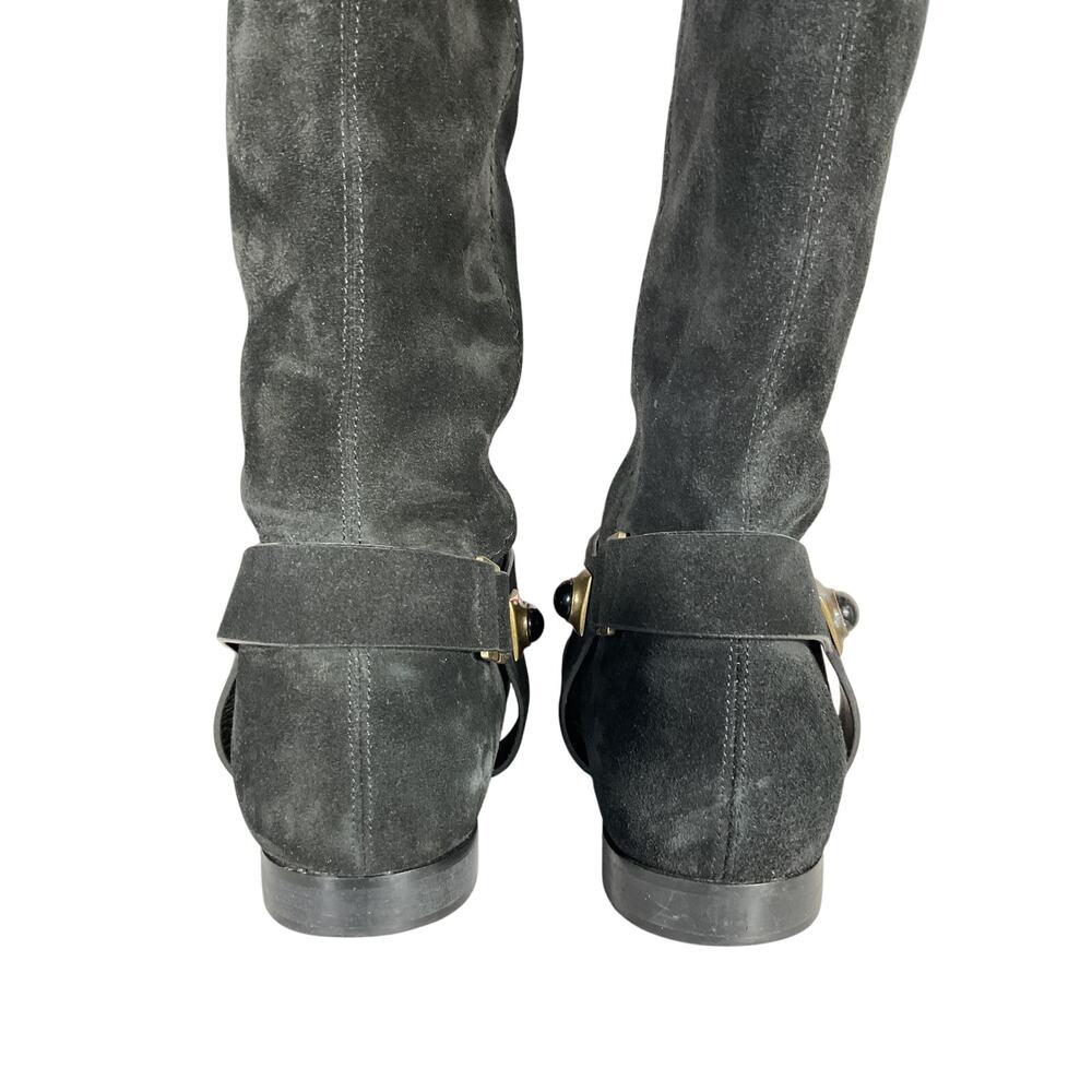 Etro Suede Black Crown Me Knee High Boots Size EU 40 / US 10 - Picture 4 of 6